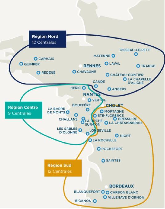 carte implantation centrales edycem